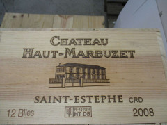 12 bouteilles CHÂTEAU HAUT MARBUZET 2008 Saint Estèphe Caisse bois d'origine