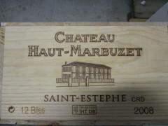 12 bouteilles CHÂTEAU HAUT MARBUZET 2008 Saint Estèphe Caisse bois d'origine