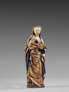 Pays-Bas méridionaux, Malines, début du XVIe siècle  La Vierge à l'Enfant tenant un livre ouvert Statuette d'applique en noyer polyc.