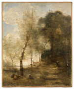 Jean-Baptiste Camille COROT Paris, 1796 - Ville-d'Avray, 1875 Le chemin montant sous les arbres, à Ville d'Avray Huile sur toile