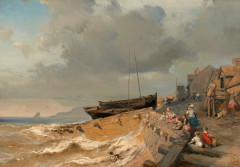 Eugène ISABEY Paris, 1803 - Montévrain, 1886 Littoral animé par gros temps Huile sur toile