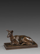 Antoine-Louis BARYE Paris, 1795 - 1875 Biche couchée Bronze à patine brune