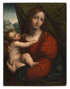 Cesare MAGNI Milan, 1492 - 1534 La Vierge à l'Enfant Panneau, une planche, renforcée