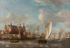 Jacobus STORCK Amsterdam, 1641 – après 1692 Paysage fluvial hollandais avec un château Huile sur toile