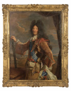 Ecole française du début du XVIIIe siècle Atelier de Hyacinthe Rigaud Portrait du roi Louis XIV en armure Huile sur toile