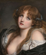 Jean-Baptiste GREUZE Tournus, 1725 - Paris, 1805 Jeune fille en buste, les yeux levés vers le ciel Huile sur toile