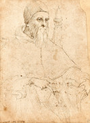 Ecole italienne du XVIe siècle D'après Raffaello Sanzio, dit Raphaël Portrait du pape Jules II Plume et encre brune