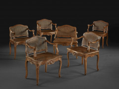 SUITE DE SIX FAUTEUILS CANNÉS D'ÉPOQUE LOUIS XV Estampille de Louis Cresson