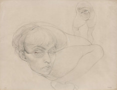 Hans BELLMER 1902 - 1975 Unica avec l'oeil sexe - 1961 Mine de plomb, rehauts de craie blanche et de pastel rouge sur papier