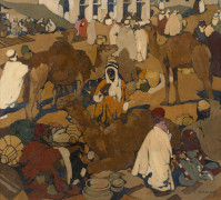 <b>Léon CAUVY</b> 1874 - 1933<br/>Scène de marché - 1925