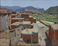 <b>Jacques MAJORELLE</b> 1886 - 1962<br/>Le Village, Aït Bou Guemmez (Anti-Atlas) – 1953