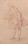 Nicolas LANCRET Paris, 1690 - 1743 Homme au tricorne, étude pour le personnage du comte d'Essex Sanguine et crayon noir