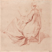 Nicolas LANCRET Paris, 1690 - 1743 Femme assise à l'éventail Sanguine