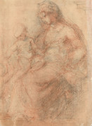 Ecole florentine du XVIe siècle  Recto : La Vierge à l'Enfant avec saint Jean-Baptiste ; Verso : Saint Joseph (?) dans une niche San..