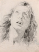 Lorenzo TIEPOLO Venise, 1736 - Madrid, 1776 Visage de sainte Agathe Crayon noir, estompe et touche de pastel bleu