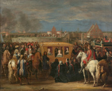 Adam-François van der MEULEN et atelier Bruxelles, 1632 - Paris, 1690 L'entrée solennelle de Louis XIV et de Marie-Thérèse à Douai l..