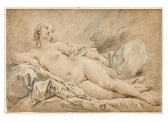 François BOUCHER et atelier Paris, 1703 - 1770 Nu féminin allongé Trois crayons