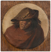 Attribué à Adriaen BROUWER Audenarde, vers 1605 - Anvers,1638 Jeune homme grimaçant Huile sur panneau, une planche, de forme ronde,...