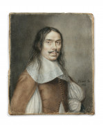 Ecole française, 1661 (Blanet) Portrait d'homme au gilet marron Aquarelle sur vélin