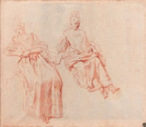 Jean-Antoine WATTEAU Valenciennes, 1684 - Nogent, 1721 Recto : Deux études de femmes assises ; Verso : Diverses études de personnage...