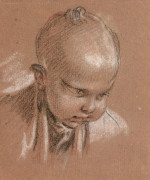 François BOUCHER Paris, 1703 - 1770 Tête de jeune Chinois Trois crayons