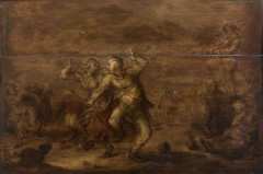 Adriaen van de VENNE Delft, 1589 - La Haye, 1662 Réjouissances villageoises : "Luxure" Huile sur panneau de chêne, deux planches