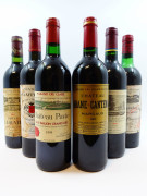 6 bouteilles 1 bt : CHÂTEAU LA LOUVIERE 1982 Pessac Léognan (étiquette sale, déchirée)