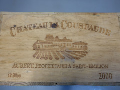 12 bouteilles CHÂTEAU LA COUSPAUDE 2000 GCC Saint Emilion Caisse bois d'origine