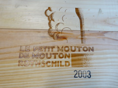 6 bouteilles LE PETIT MOUTON 2003 Pauillac Caisse bois d'origine