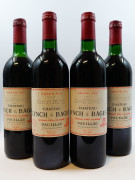 4 bouteilles CHÂTEAU LYNCH BAGES 1990 5è GC Pauillac (1 haute épaule, 2 léger bas et 1 base goulot