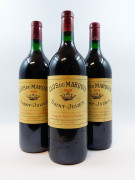 6 magnums  CLOS DU MARQUIS 1990 Saint Julien (2 base goulot, 2 légèrement bas, étiquettes tachées, léger déchirées, 1 capsule déchir...