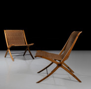 Peter HVIDT & Orla MØLGAARD-NIELSEN 1916-1986 & 1907-1993 Paire de chaises mod. 6103 dites «X-chair» - 1958 Structure en teck, assis...