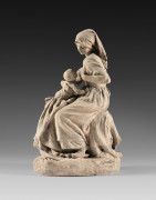 Aimé-Jules DALOU Paris, 1838 - 1902 Paysanne française allaitant son enfant Terre cuite