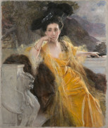 François FLAMENG Paris, 1856 - 1923 Portrait de Marie-Louise Achille Fould, née Heine Huile sur toile