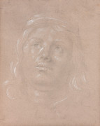 Edgar DEGAS Paris, 1834 - 1917 Visage de jeune homme, d'après Lorenzo di Credi Crayon noir et rehauts de gouache blanche