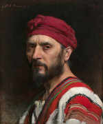 Jean SYNDON-FAURIE Caniac-du-Causse, 1869 - (?), 1937 Portrait d'homme au turban Huile sur toile (Toile d'origine)