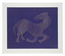 Victor VASARELY (1906 - 1997) Zèbre - circa 1970 Sérigraphie en gris sur fond violet