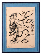 Marc CHAGALL (1887 - 1985) David à la harpe - 1956 Lithographie en noir sur Arches