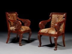 PAIRE DE FAUTEUILS ITALIENS D'ÉPOQUE EMPIRE