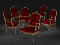 SUITE DE SIX FAUTEUILS À LA REINE D'ÉPOQUE LOUIS XV Estampille de Jean-Baptiste I Tilliard