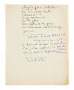 BRASSENS (Georges)  Manuscrit autographe intitulé "Sujets pour octobre".