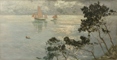 Amédée-Julien MARCEL-CLÉMENT Né à Paris en 1873 "Noirmoutier. Mer au soleil" Huile sur toile (Toile d'origine)