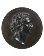 Philippe-Laurent ROLAND Pont-à-Marcq, 1746 - Paris, 1816 Portrait d’Augustin Pajou de profil à droite Médaillon en bronze à patine b...