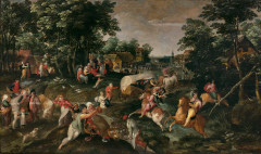 Marten van CLEVE Anvers, 1527 - 1581 Village en fête Huile sur panneau de chêne, trois planches