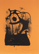 Joan MIRÓ (1893 - 1983) Magnétiseur fond orange - 1969 Lithographie en noir sur fond orange