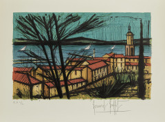 Bernard BUFFET (1928 - 1999) Panorama de Saint-Tropez - 1979 Lithographie en 10 couleurs