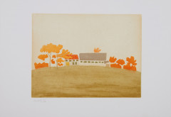 Alex KATZ (Né en 1927) Small Cuts - House and Barn - 2008 Aquatinte en couleurs