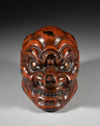 MASQUE DE NÔ EN LAQUE NEGORO, Japon, époque Meiji (1868-1912)