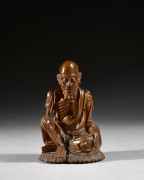 STATUETTE DE LUOHAN ASCÈTE EN BOIS, Chine, XXe siècle