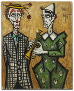 Bernard BUFFET 1928- 1999 Deux clowns trompette - 1989 Huile sur toile